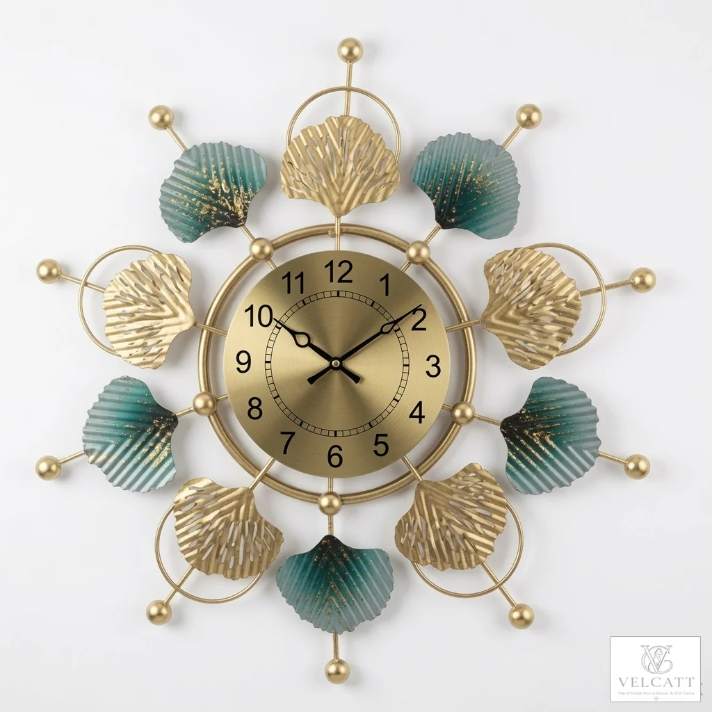 Luxury Handcrafted Metal Shell Wall Clock | Artisan Home Decor - Image 2
