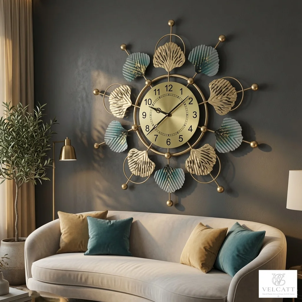 Luxury Handcrafted Metal Shell Wall Clock | Artisan Home Decor